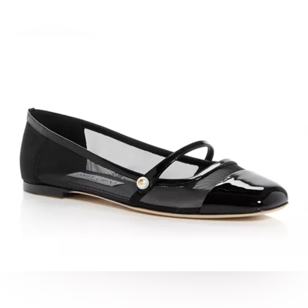 Jimmy Choo Black Flats with Pearl Detail